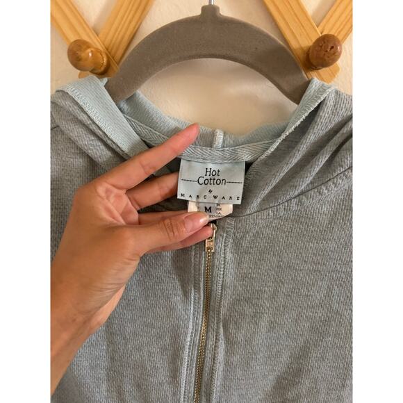 Marc Ware Hot Cotton Sweatshirt Womens Medium Blue Hoodie Full Zip Bohemian - Picture 3 of 11